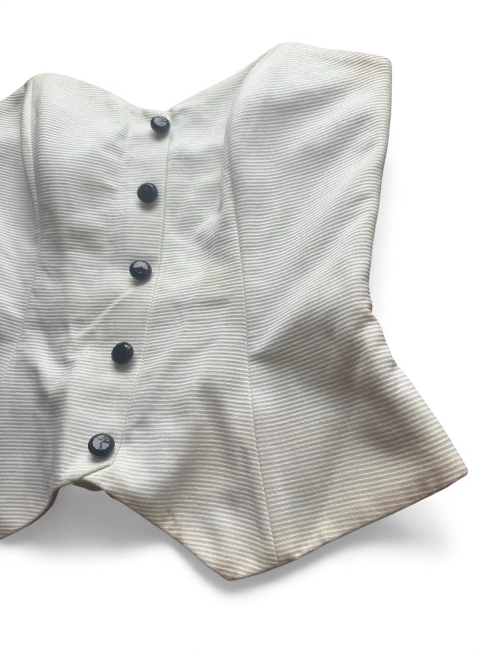 Vintage Christian Dior white corset bustier top with black buttons. Size 2 - Picture 2 of 8